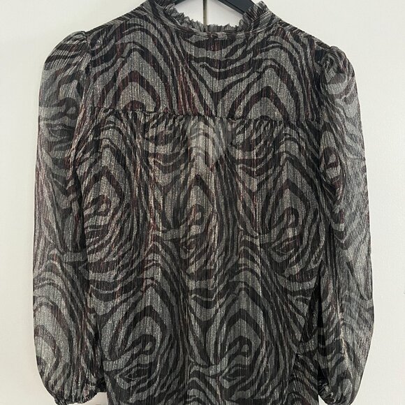ba&sh Sheer Zebra Pattern Blouse - Black and Brown - Picture 5 of 5